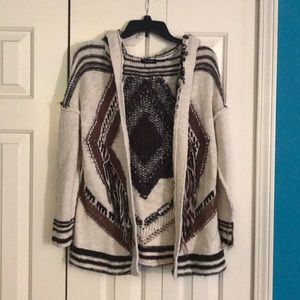 Hooded fringe sweater